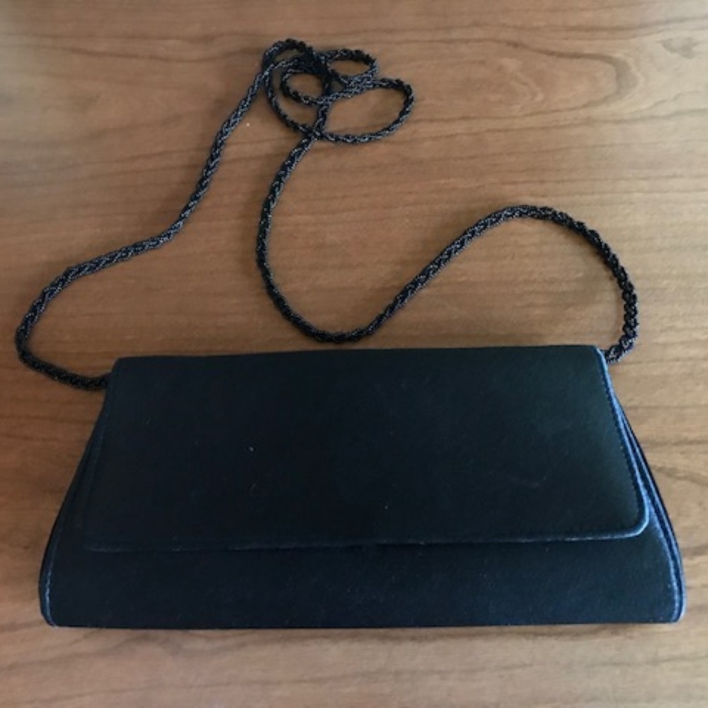 Black Satin Dress Clutch Purse -NEW